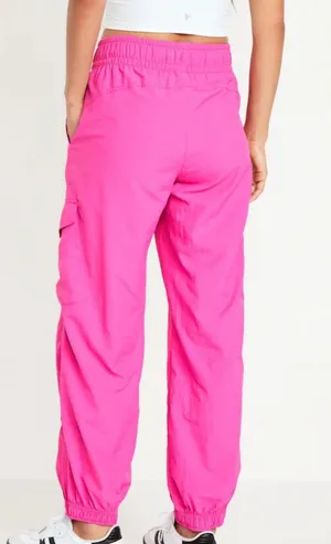 Old Navy NWT Pink Tall High-Waisted Ankle-Zip Cargo Jogger Pants for Women. Size small. thumbnail 2