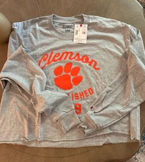 Champion Gray Clemson Sweatshirt with Orange Script thumbnail 1