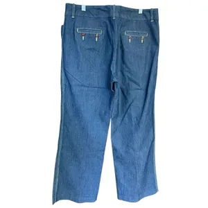 Larry Levine wide-leg, stretch-denim nautical sailor style Sz 8 thumbnail 3