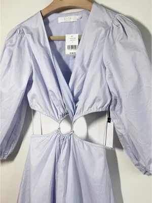 ASTR The Label Rosewood Cutout Waist Midi Dress Light Blue Size S NWT thumbnail 12
