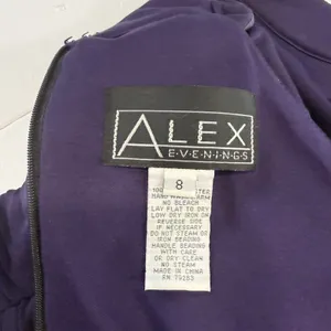Alex Evenings Purple Beaded Sleeveless‎ Chiffon Halter Gown Size 8 Shawl thumbnail 12