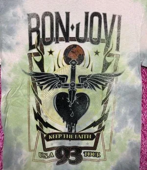 Bon Jovi Heartbreaker Keep the Faith 1993 USA Tour Arena Rock Tie Dye S thumbnail 2