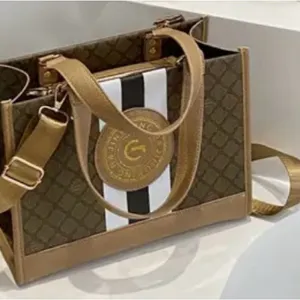 Monogram Stripe Tote Bag G Logo Medallion Top Handle Crossbody Shoulder Bag NIP thumbnail 4