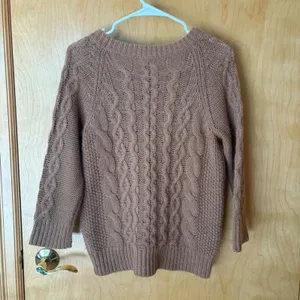 J.Crew Cable Knit Sweater Womens Medium Brown Alpaca Merino Wool‎ Blend 48675 thumbnail 3
