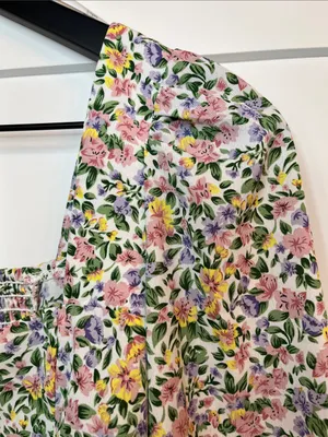 Lulu's Even Sweeter Floral Cropped Blouse with Puff Sleeves - Size Medium thumbnail 8