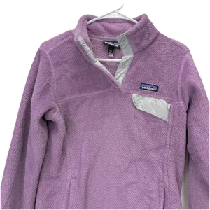 Patagonia Re Tool Verbena Purple Snap Pullover Fleece Fuzzy‎ Jacket Size MEDIUM thumbnail 3