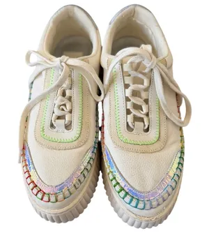 Dolce Vita Dolen Rainbow Stitch Iridescent White Sneaker Pride LGBTQ thumbnail 1