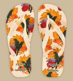 Farm‎ Rio Banana Nest Havaianas Sandals size 11/12 boho vacation beach travel thumbnail 1