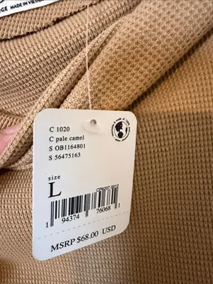 Free People Fuji‎ Thermal top in Pale Camel Size Large NWT thumbnail 6