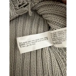 Zara Foil Silver Distressed Frayed Chunky Ribbed Crop Sweater Size Small thumbnail 5