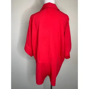 Entro Red Romper Sz Large Boho Casual Loungewear Linen Blend thumbnail 2