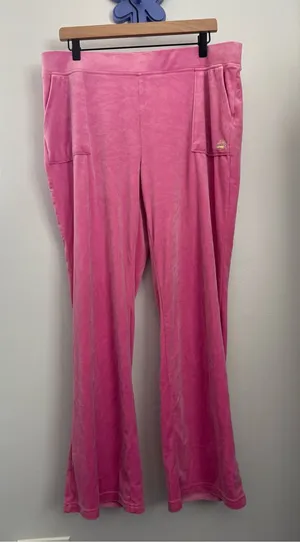Juicy Couture XL Velvet Bootcut Flare Pants Preppy Lounge Comfy Pink Y2K Inspire thumbnail 1