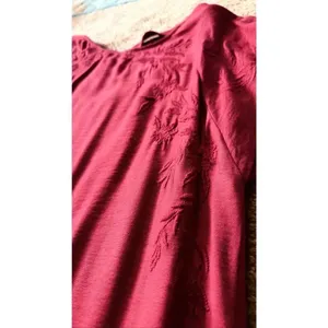 LOFT Red Embroidered Shift Dress Size S Open Back Cross Strap thumbnail 6