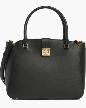 Kate Spade NY Phoebe Black Grained Leather Satchel with Gold Accents thumbnail 1