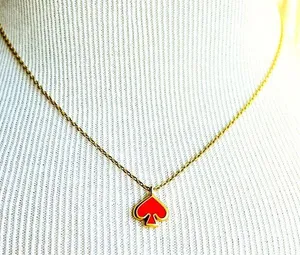 kate spade ♠️ Pink Enamel Spade Necklace thumbnail 1