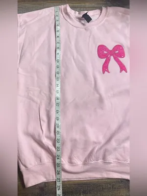 Gildan Pink Crewneck Sweatshirt with Sequin Bow Applique thumbnail 7
