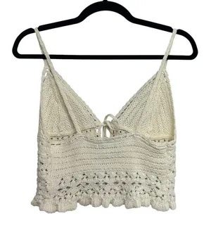 NWOT American Eagle Boho Music Festival Crochet Tie Front Cami Tank - Size S thumbnail 2