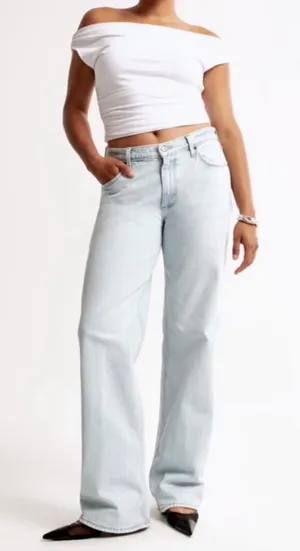 Abercrombie & Fitch Light Wash Mid Rise Baggy Jeans thumbnail 1