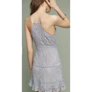Foxiedox Anthropologie Ocala Lace Halter Cocktail Dress‎ Dusty Blue XS thumbnail 2