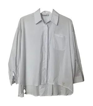 Gaudi Essential White Button Up XL Oversized Pleated Cotton Lagenlook Italy thumbnail 1