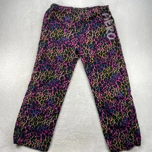 AERO Leopard Print Flannel Lounge Pants Rhinestone Logo Comfy Casual‎ Medium thumbnail 1