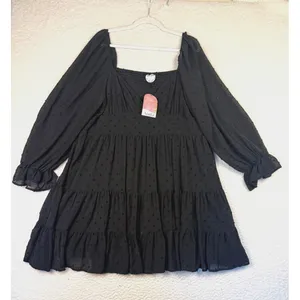 NWT Arula Dress Womens Size XXL Black Dot Smocked Puff Sleeve‎ Tiered Whimsygoth thumbnail 1