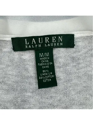 Lauren Ralph Lauren White Cardigan & Tank Top Set Linen Cotton Ribbon Trim Med thumbnail 8
