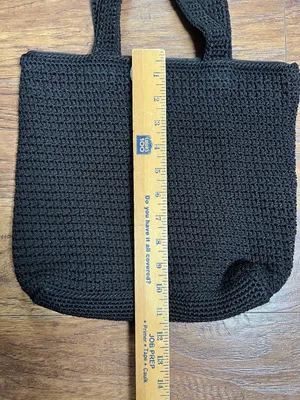 The SAK Purse Original Crocheted Black Boho Purse Tote Handbag Shoulder Bag thumbnail 4