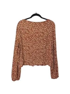 IDYLLWIND BY MIRANDA LAMBERT Brown Tan Floral Print Ruched Long Sleeve Top S thumbnail 5