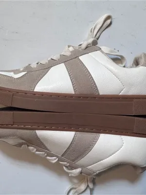 Sincerely Jules Bailey Sneakers 7.5 White Taupe Lace Up Casual Retro Shoes thumbnail 4