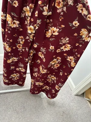 Apt. 9 Burgundy Floral Flutter Sleeve Jumpsuit with Belt thumbnail 2