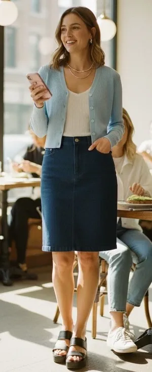 Vintage‎ Levis Red Tab Denim Skirt Dark Wash Y2K Pencil Skirt 10 MS 95729-2417 thumbnail 1