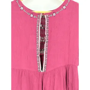 Free People Sleepless Summer Mini Dress XS Berry Burgundy‎ Embroidered Boho NWT thumbnail 10