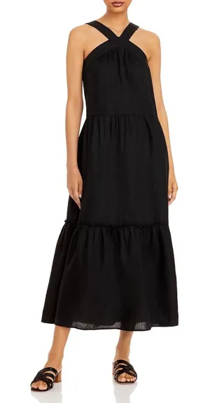 Joie Women’s Rosabel Linen Black‎ Halter Neck Maxi Dress Size S thumbnail 1