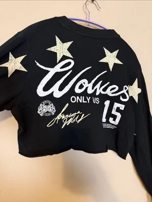 Darc Sport Wolves Cropped Graphic Tee‎ Size Small Black thumbnail 6
