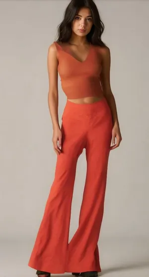 Aerie Red real me high rise super flare cross over leggings size small thumbnail 1