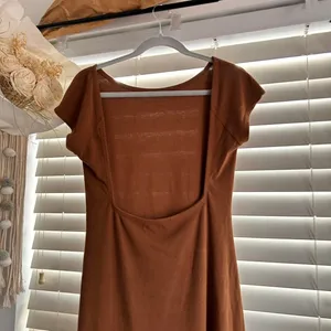Free People Brown Open Back Bodycon Mini Dress basics Minimalist Size M thumbnail 3