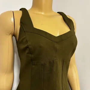 Anthropologie Olive Green Corset Tank Top Sweetheart‎ Neckline XS Side Zip Ponte thumbnail 2