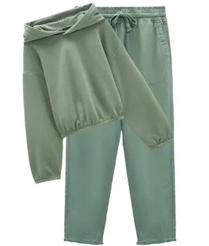 Zara sage green cropped hoodie and sweatpants set thumbnail 1