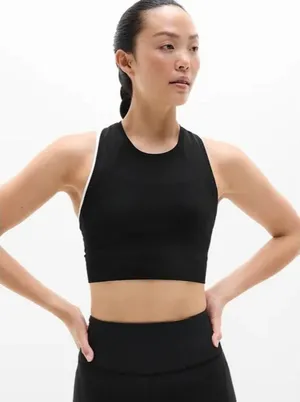 New Athleta M Momentum Seamless Flex Ultra Crop Tank Black Medium thumbnail 1