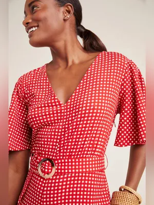 Anthropologie Margaret Belted red Jumpsuit romper 12 thumbnail 4