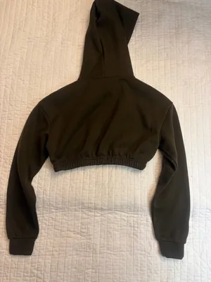 SHEIN olive green cropped hoodie sweatshirt thumbnail 4