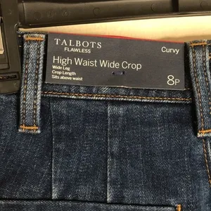 Talbots Women's Flawless High Waist Wide Crop Curvy Jeans Blue 8P thumbnail 8
