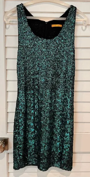 Alice And Olivia Sequins Tank Dress Sz 4 Mini Aqua Embellished Sleeveless thumbnail 1