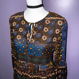 Altar’d State Bohemian Long Sleeve Floral Print Mini Dress thumbnail 6