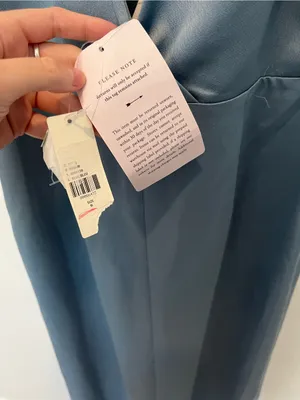 Anthropologie Bhldn Dusty Blue Piper V-Neck Side Slit Satin Gown thumbnail 10