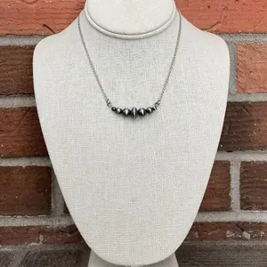 Navajo Style Pearl Bar Necklace with Saucer Pearl thumbnail 2