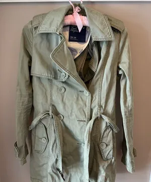 American Eagle Outfitters Olive Trench Coat thumbnail 1
