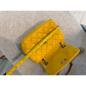 Kate Spade Yellow Quilted Leather Shoulder Bag Flap Chain Strap Crossbody Small thumbnail 3
