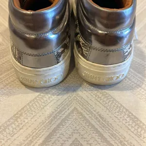 Jimmy Choo Bells Snakeskin High Top Sneakers Silver Natural Size 38 thumbnail 4